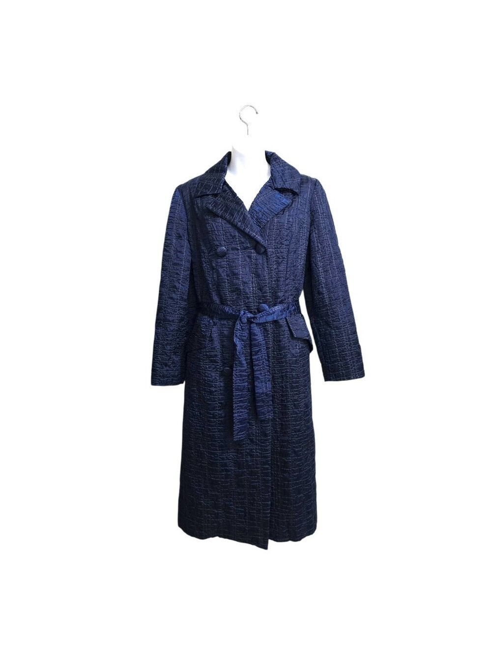 David Smith Vintage Navy Rain-Paka Traveler Belted Long Overcoat Sz 10